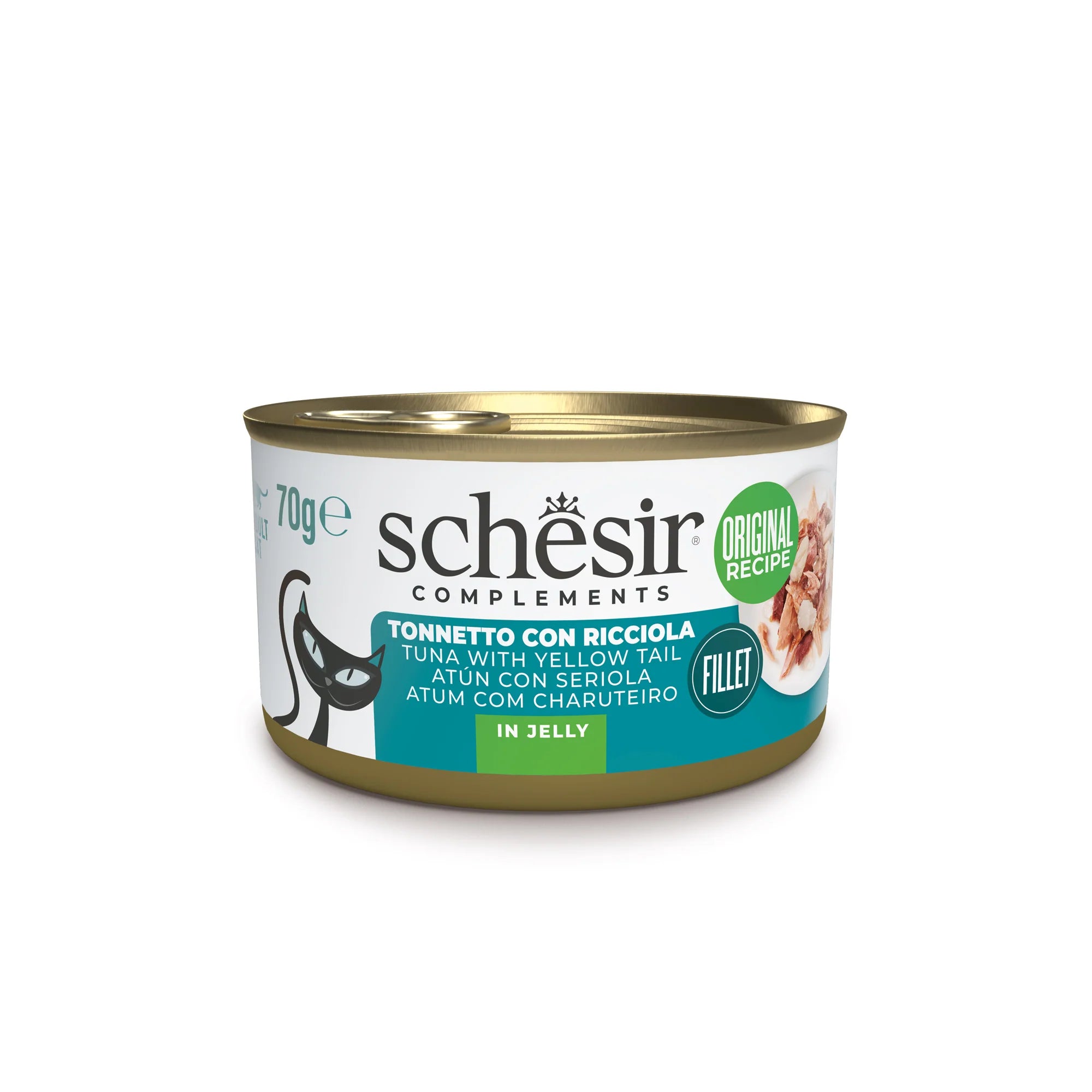 Schesir Gatto Tonnetto con Ricciola in Jelly 70g Lattina Schesir Gatto Tonnetto con Ricciola in Jelly 70g Lattina